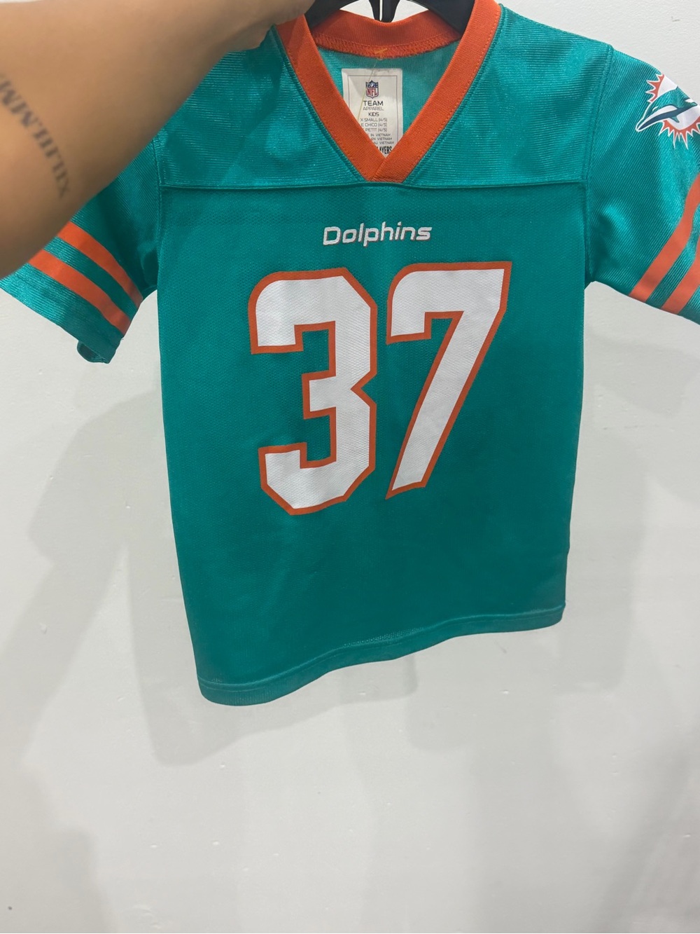 Kids #37 Teal Dolphins Football Jersey NFL